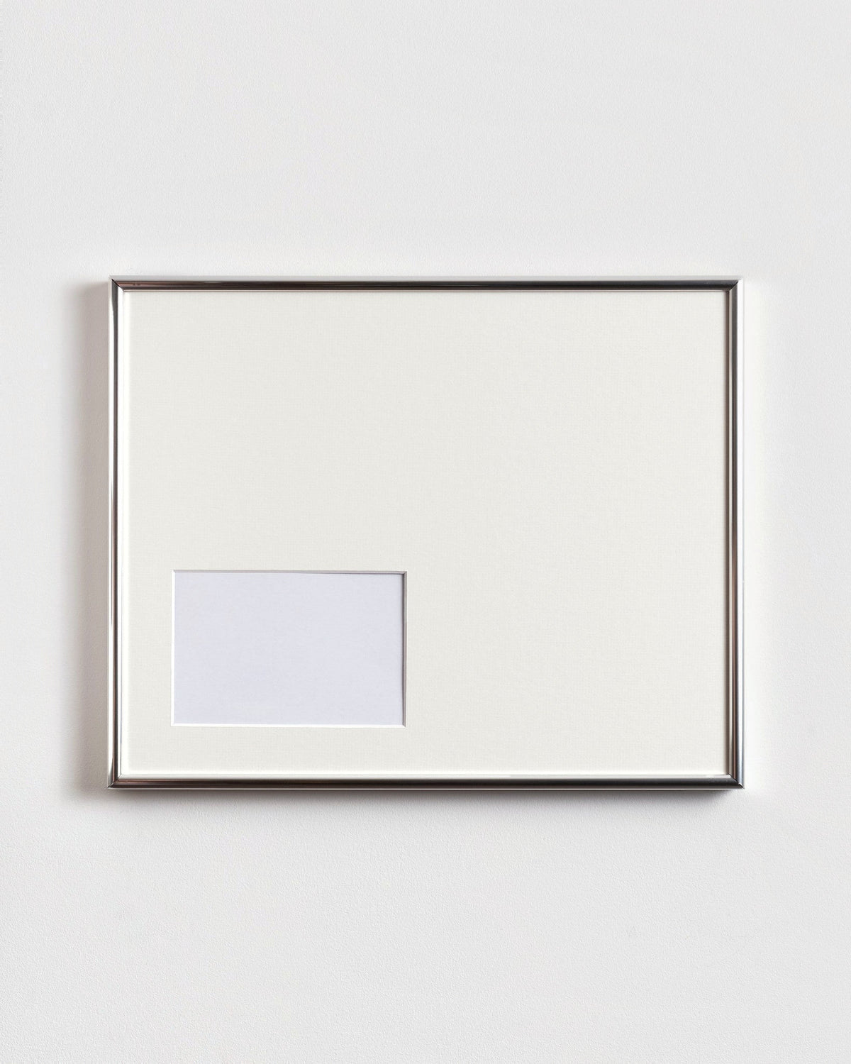 Bias frame in Chrome with ivory mat, landscape with bottom-left cutout