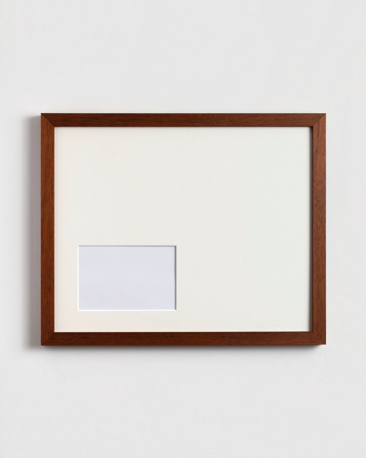 Bias frame in Teak with ivory mat, landscape with bottom-left cutout