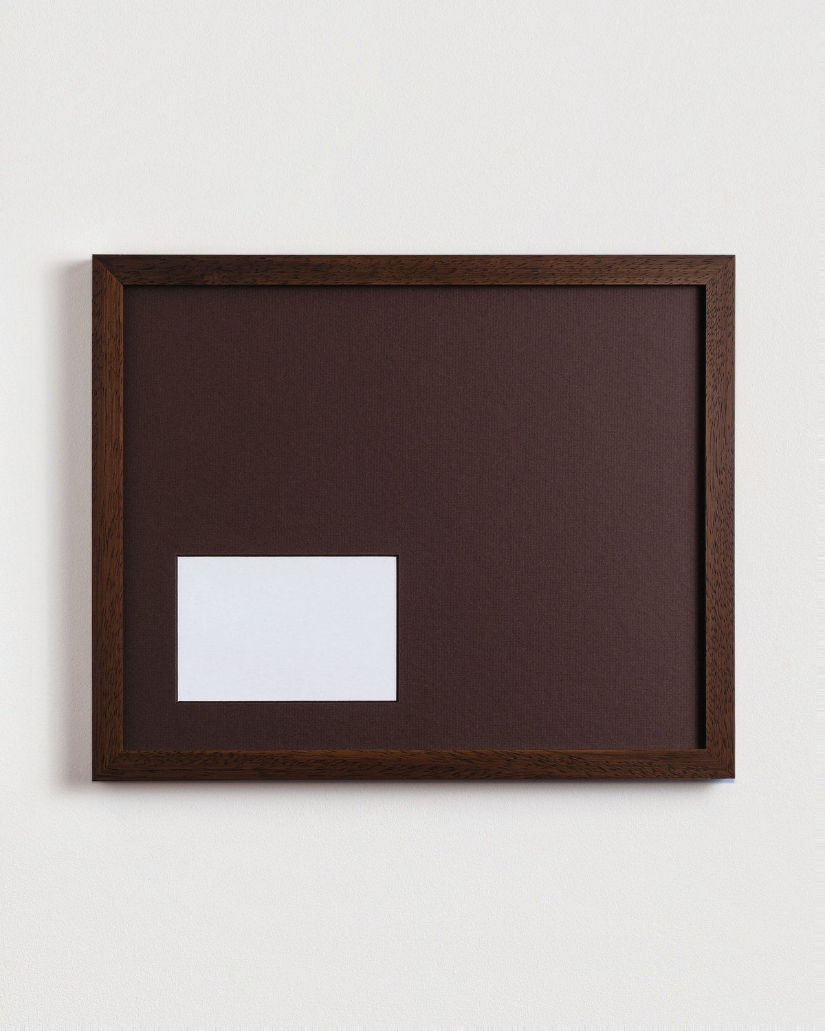 Bias frame in Walnut with chocolate mat, landscape with bottom-left cutout